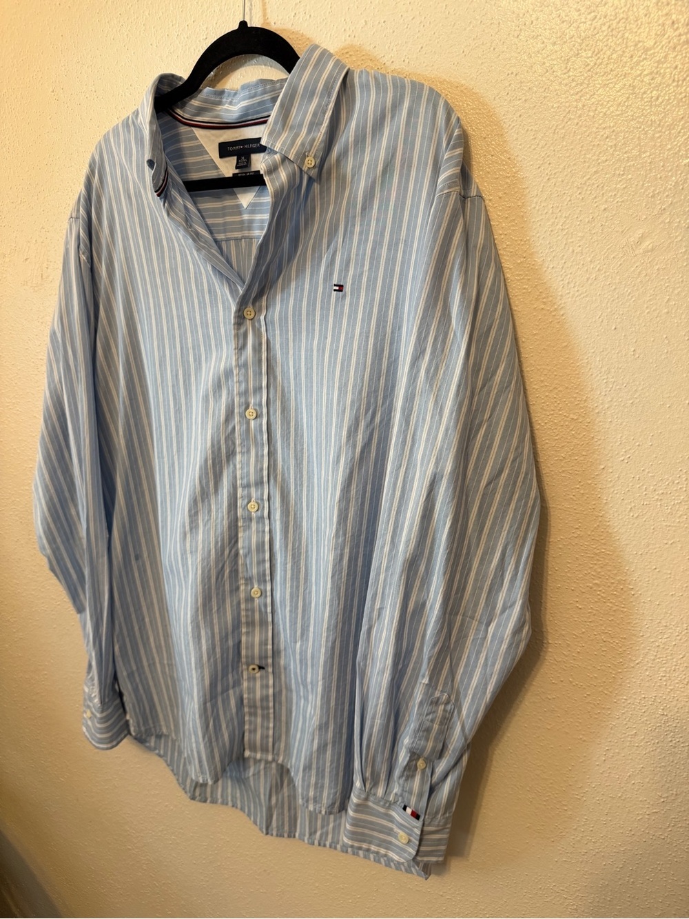 Tommy Hilfiger Light Blue and White Striped Button-Down Shirt - Picture 2 of 11